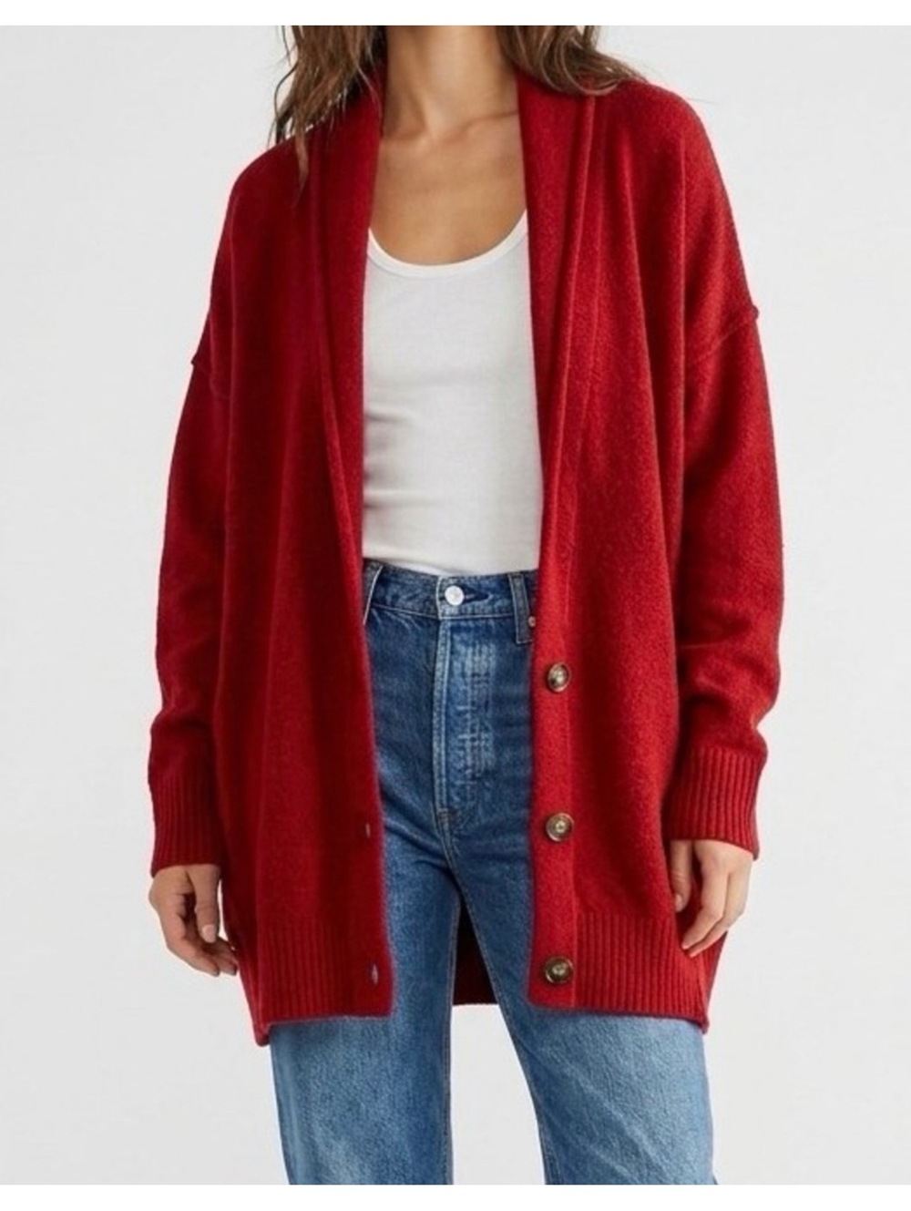 Free People Oversized Red Eucalyptus Cardigan XS - Picture 7 of 7